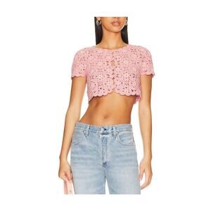 Lovers And Friends 'Delilah' Pink Wildflower Crochet Cardigan Size M